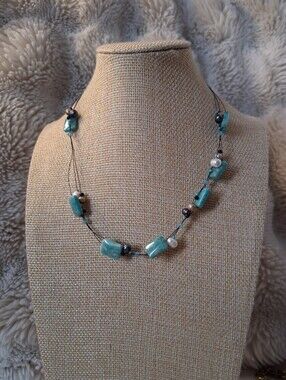 Amazonite And Freshwater Pearl Necklce